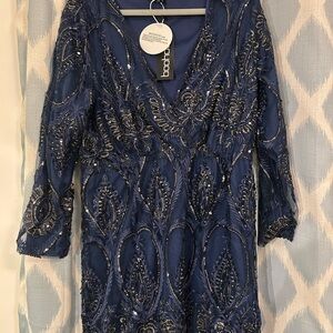 Boohoo Navy Sequin Mini Dress